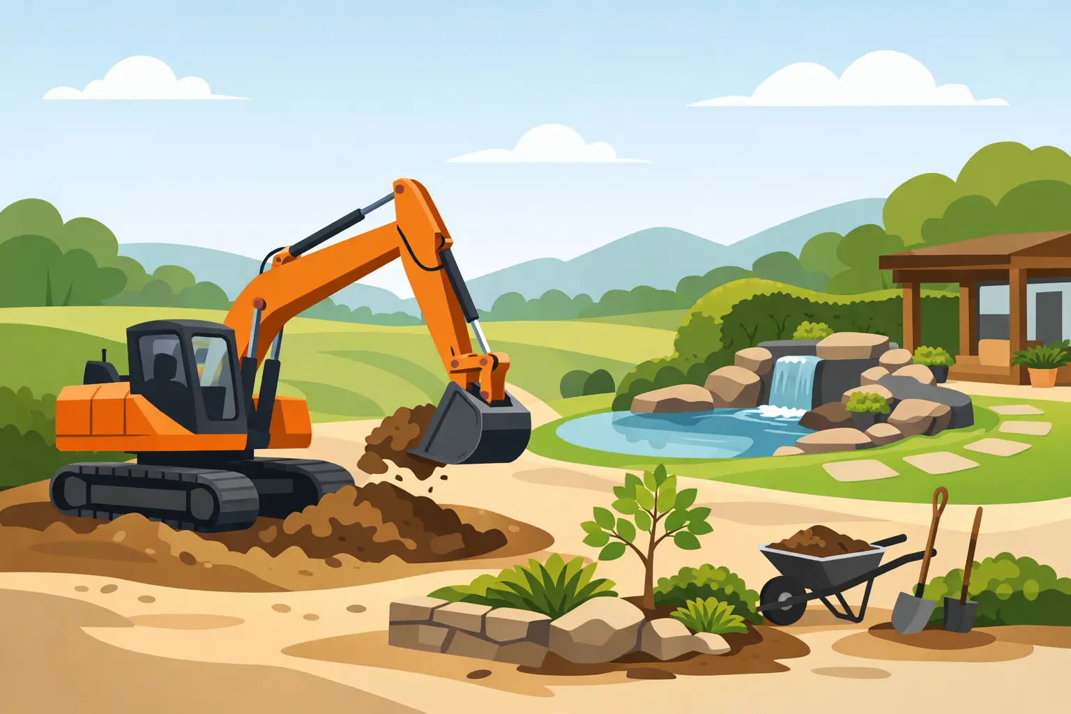 Excavator Hire for Landscaping Jobs